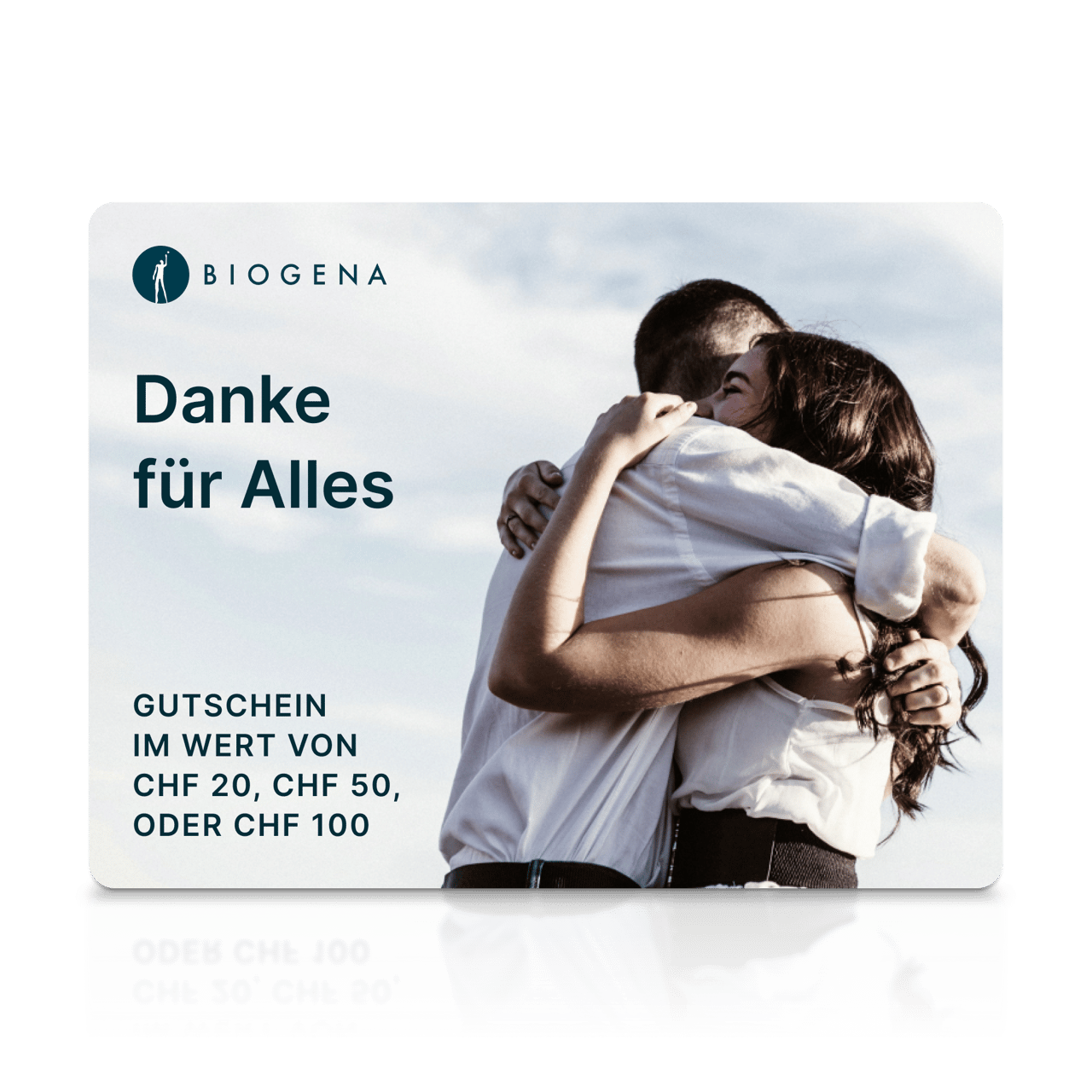 BIOGENA Geschenkkarte, Text Grazie di tutto, umarmendes Paar, Himmel