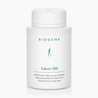 Biogena, Calcin 250, Flasche, weiß, Natürliches Calcium aus fossilen Meereskorallen & Vitamin D3 pflanzlichen Ursprungs