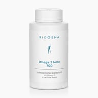 Biogena, Omega 3 forte 700, Flasche, weiß, Hochkonzentriertes Qualitätsfischöl mit Vitamin E in maritimer Kapsel