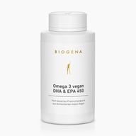 Biogena, Omega 3 vegan DHA & EPA 450, Flasche, weiß, Hoch dosiertes Premiumpräparat aus fermentierten Indoor-Algen