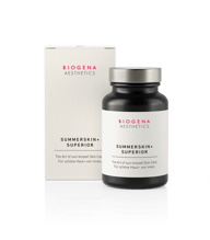 Biogena Aesthetics, SUMMERSKIN+ SUPERIOR, Sticlă, alb, Arta îngrijirii pielii sărutate de soare. Pentru o piele frumoasă+ din interior.