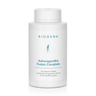 Biogena, Ashwagandha Fusion Complete, Sticlă, alb, Amestec cu spectru complet din rădăcină și plantă întreagă cu 35 mg de withanolide