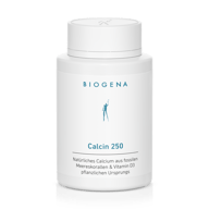 Biogena, Calcin 250, Sticlă, alb, Calciu natural din corali marini fosili & vitamina D3 de origine vegetală