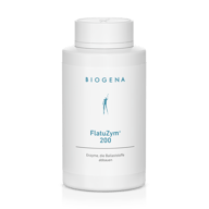 Biogena, FlatuZym® 200, Sticlă, alb, Enzime care descompun fibrele alimentare