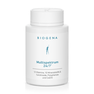 Biogena, Multispektrum 24/7®, Sticlă, alb, 12 vitamine, 10 minerale și carotenoide, polifenoli și CoQ10