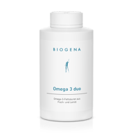 Biogena, Omega 3 duo, Sticlă, alb, Acizi grași omega-3 din ulei de pește și de in