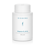 Biogena, Vitamin D₃ & K₂, Sticlă, alb, Cu ulei de in