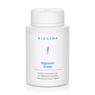 Biogena, fit@work® Sleep®, Flasche, weiß, Schlaf & Entspannung – mit Melatonin und dem HerbalCalmness®-Blend