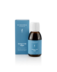 Biogena Sports, Omega-3 Oil vegan, Flasche, petrol, EPA, DHA und DPA aus pflanzlichem Algenöl