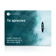 Card cadou BIOGENA, card, text, suprafață de apă, caiac cu vâslă
