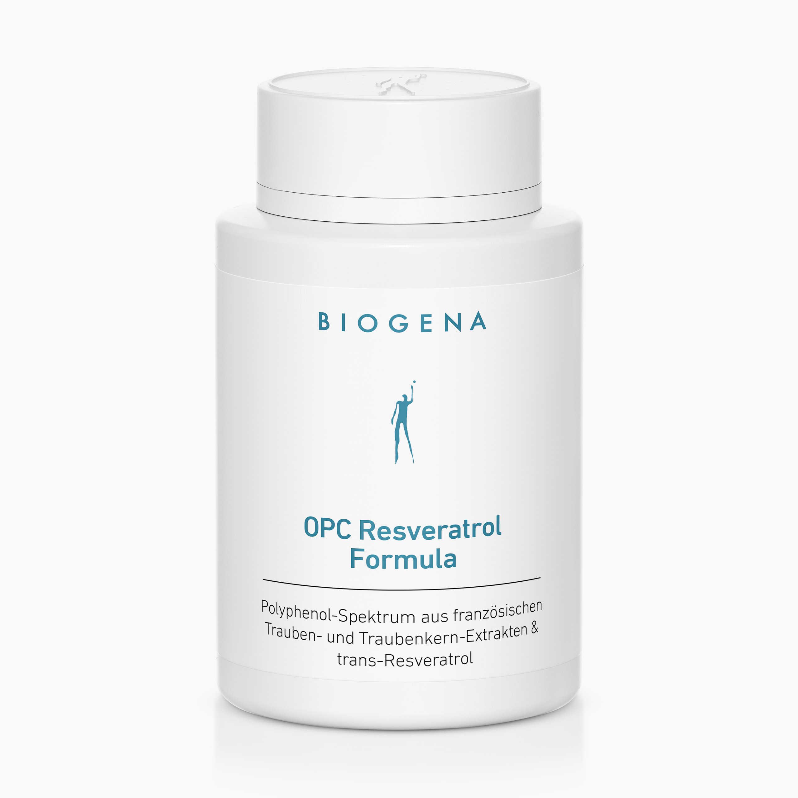 Biogena, OPC Resveratrol Formula, Fľaša, biela, Spektrum polyfenolov z francúzskych extraktov z hrozna a jadierok hrozna & trans-resveratrol