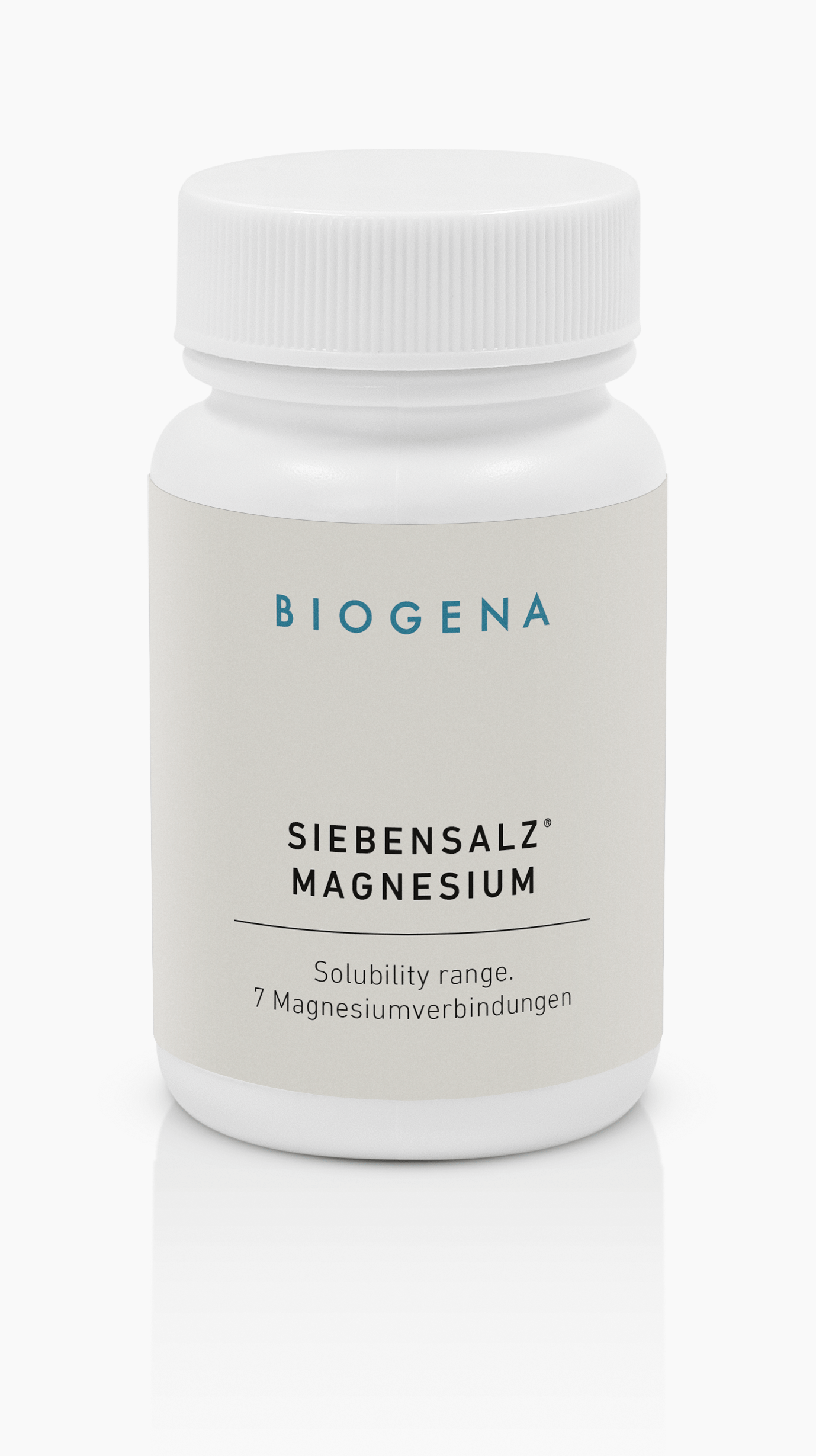 Biogena, SIEBENSALZ® MAGNESIUM, Flasche, weiß, Löslichkeitsbereich. 7 Magnesiumverbindungen