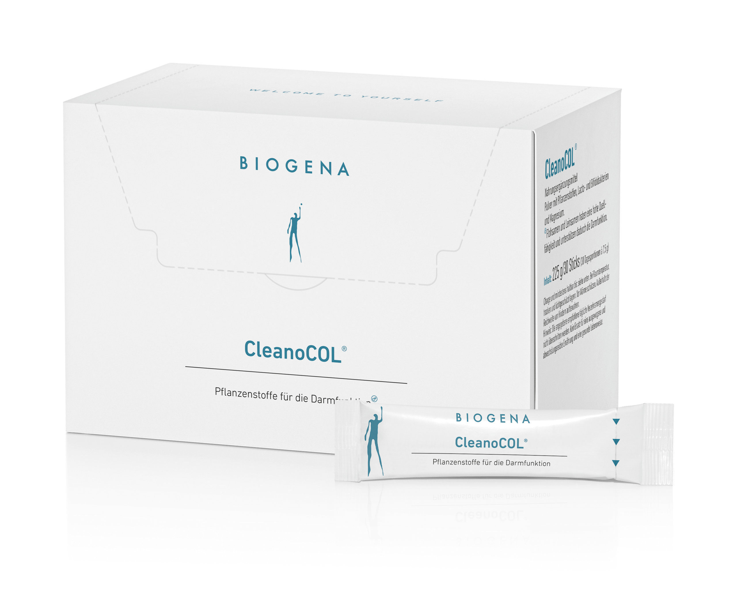 Biogena, CleanoCOL®, Cutie, alb, Substanțe vegetale pentru funcția intestinală