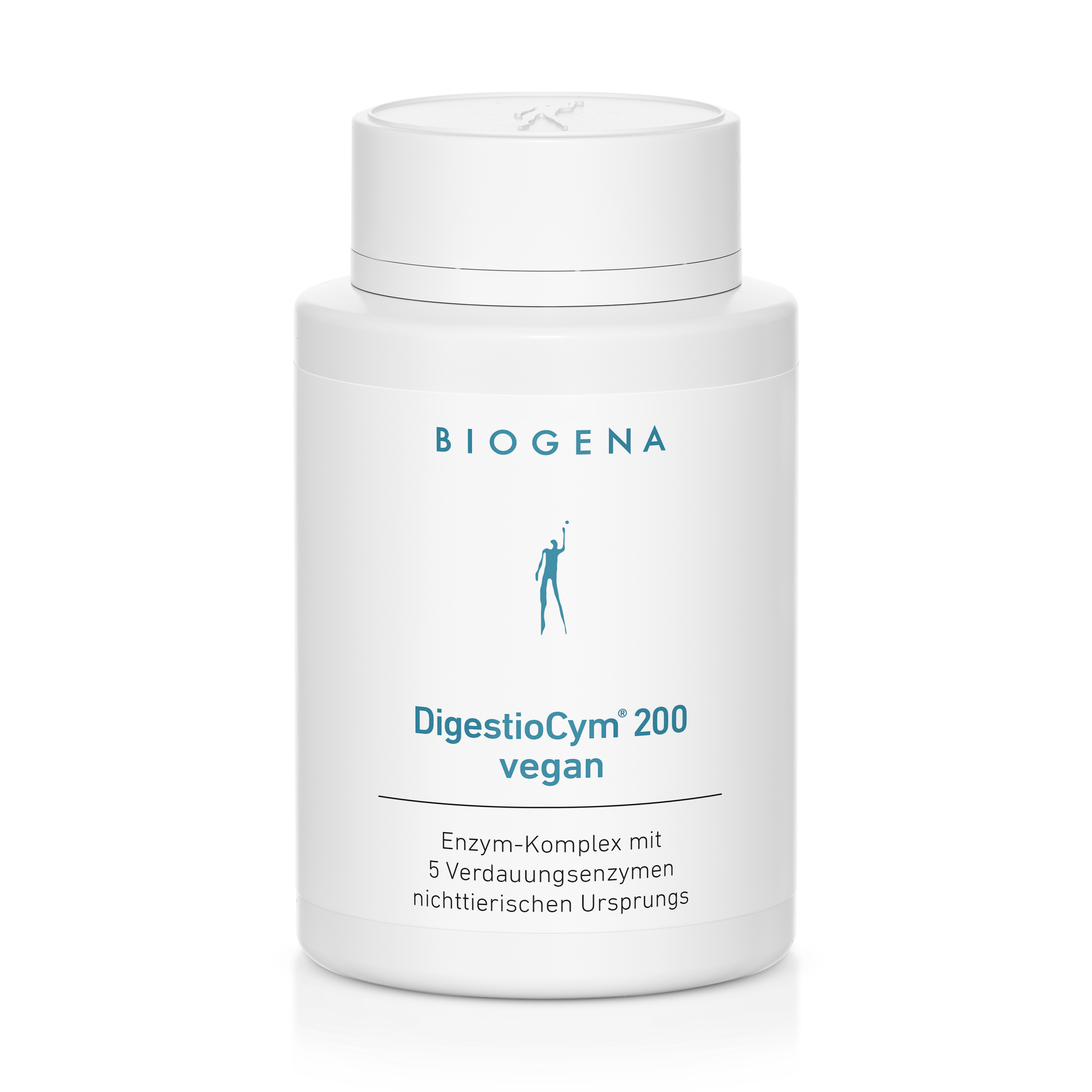 Biogena, DigestioCym® 200 vegan, Sticlă, alb, Complex enzimatic cu 5 enzime digestive de origine non-animală