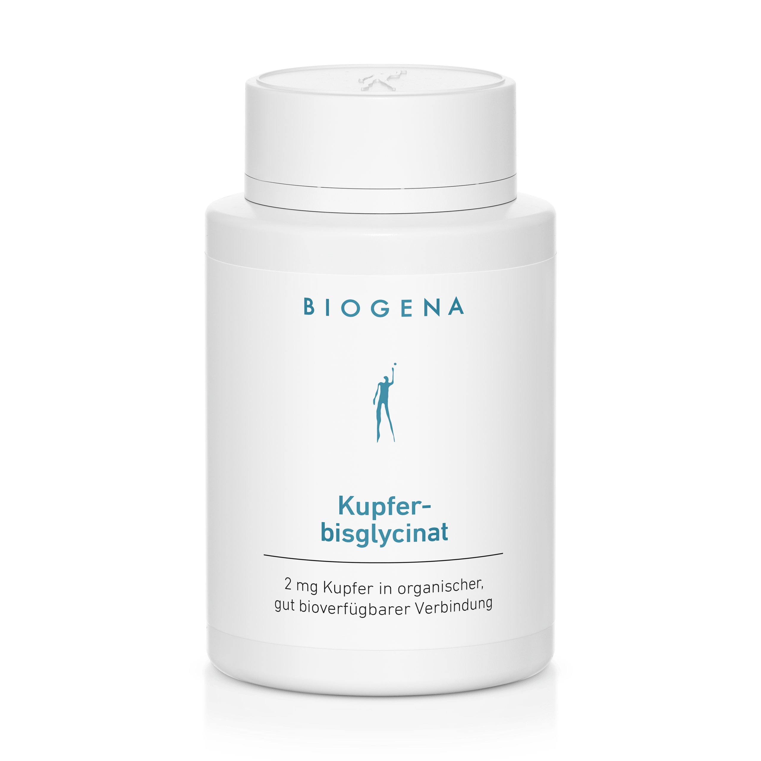 Biogena, Kupfer-bisglycinat, Sticlă, alb, 2 mg de cupru într-un compus organic, bine biodisponibil