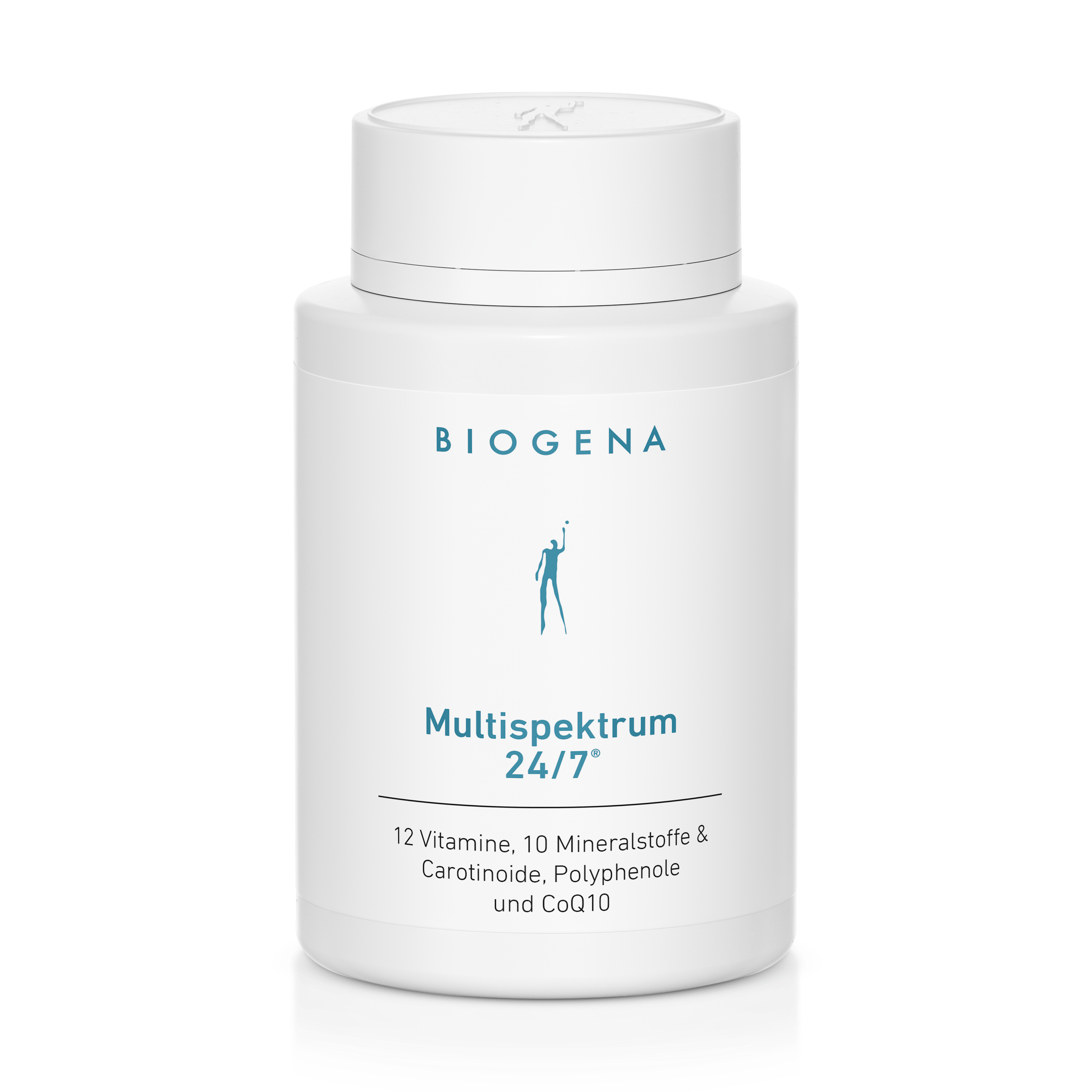 Biogena, Multispektrum 24/7®, Sticlă, alb, 12 vitamine, 10 minerale și carotenoide, polifenoli și CoQ10