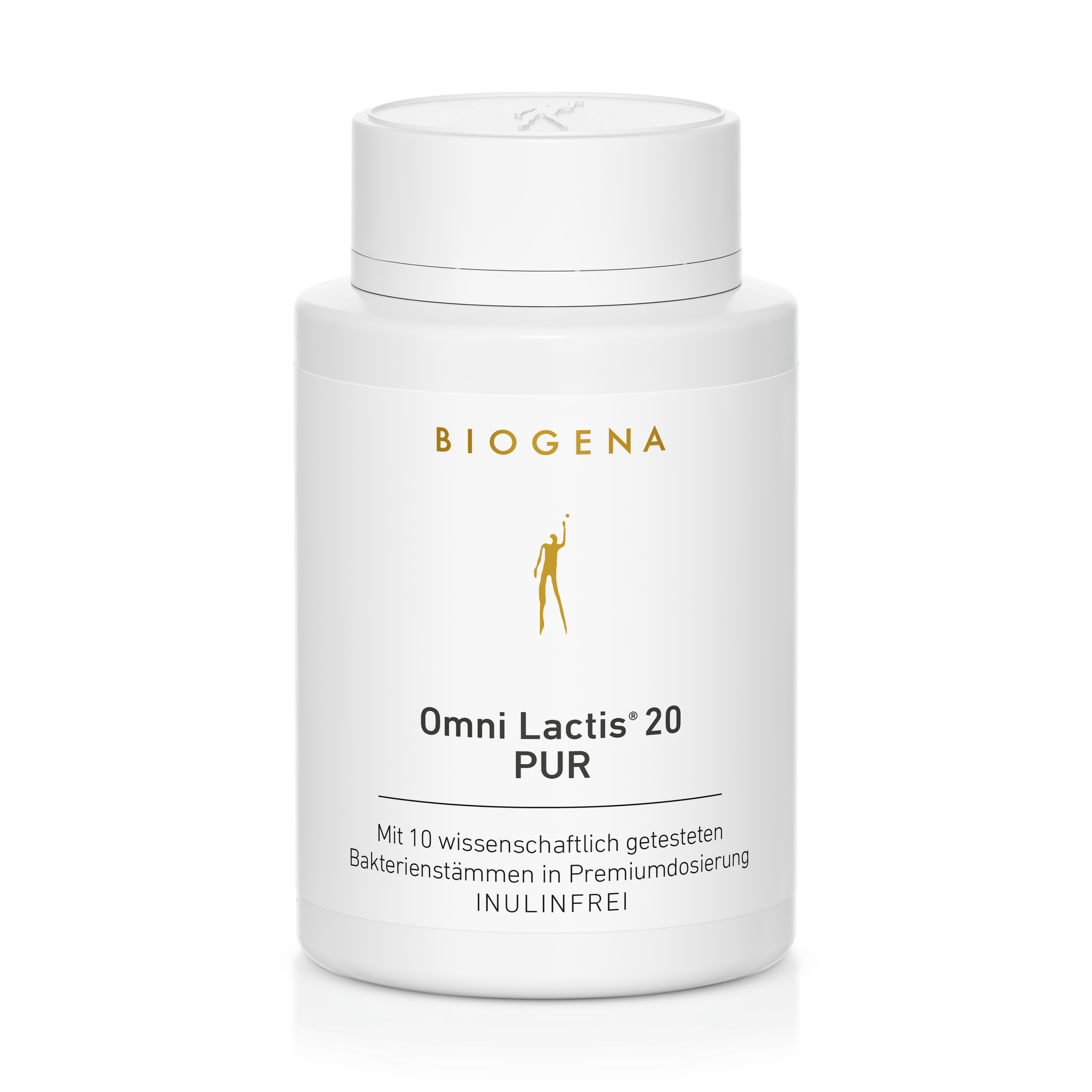 Biogena, Omni Lactis® 20 PUR, Sticlă, alb, Cu 10 tulpini bacteriene testate științific în dozaj premium FĂRĂ INULINĂ