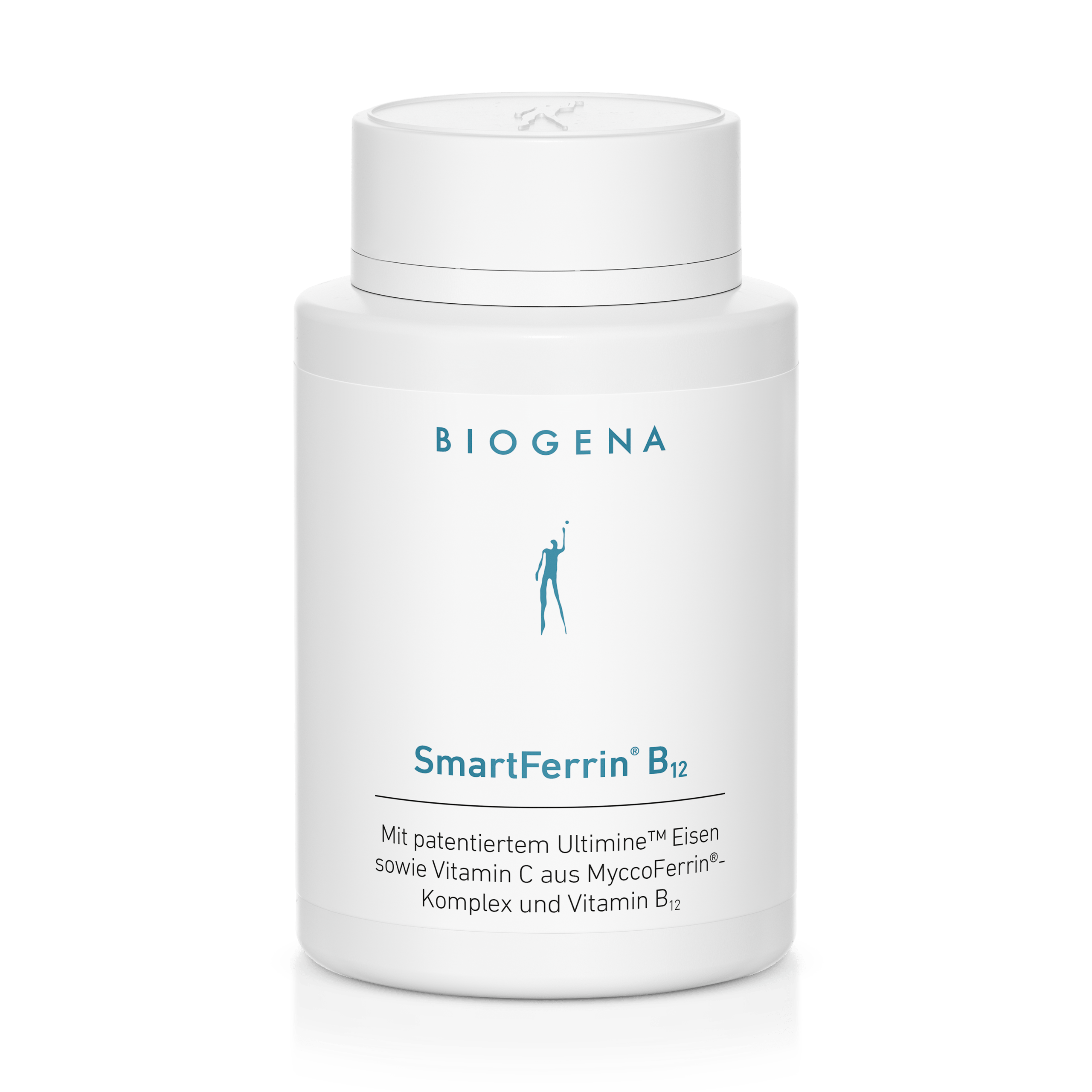 Biogena, SmartFerrin® B12, Sticlă, alb, Cu fier Ultimine™ patentat, precum și vitamina C din complexul MyccoFerrin® și vitamina B12