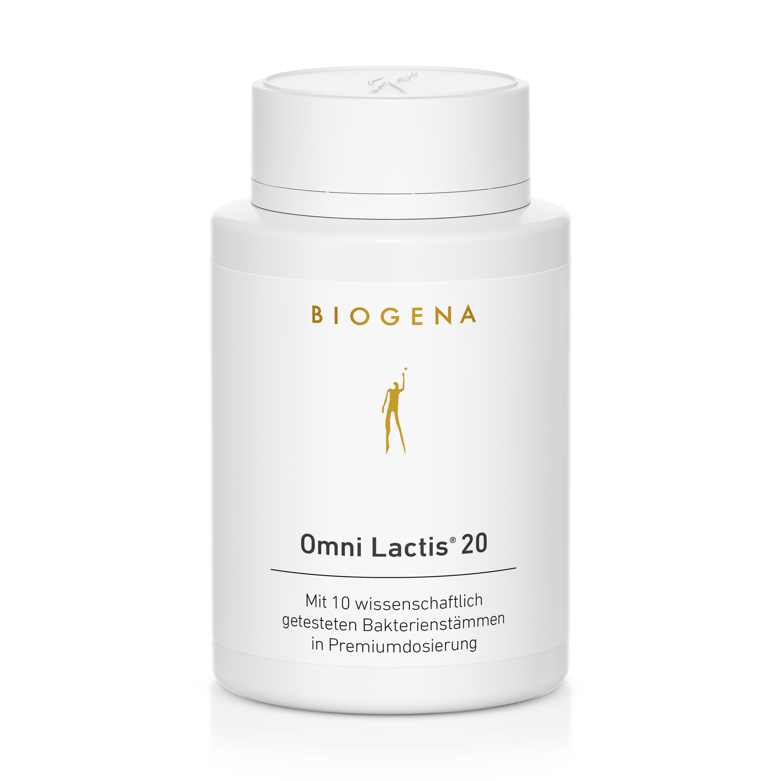 Biogena, Omni Lactis® 20, Sticlă, alb, Cu 10 tulpini bacteriene testate științific în dozare premium