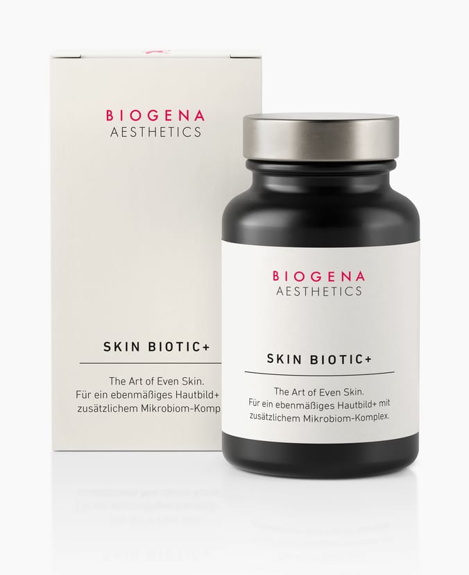 SKIN BIOTIC+ Biogena Aesthetics, SKIN BIOTIC+, Botella, blanco, El arte de una piel uniforme.