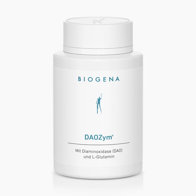 DAOZym® Biogena, DAOZym®, Botella, blanco, Con diaminooxidasa (DAO) y L-glutamina