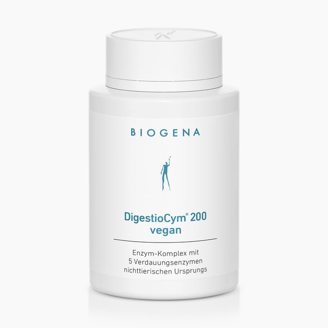 Biogena, DigestioCym® 200 vegan, Flasche, weiß, Enzym-Komplex mit 5 Verdauungsenzymen nichttierischen Ursprungs