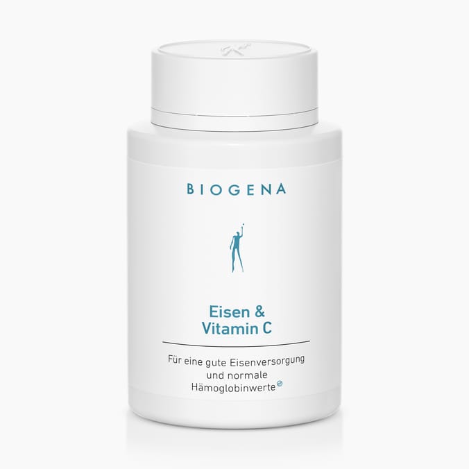 Biogena, Eisen & Vitamin C, Sticlă, alb, Pentru un aport bun de fier și valori normale ale hemoglobinei®