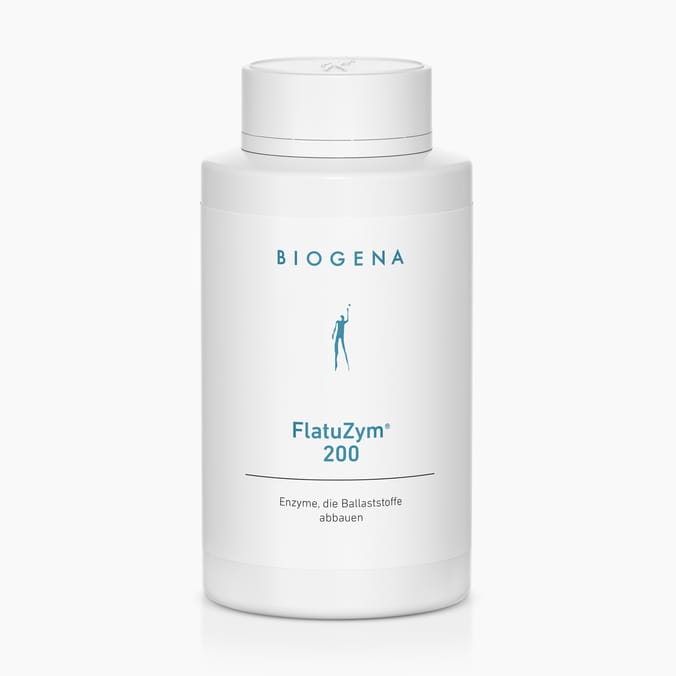 FlatuZym® 200 Biogena, FlatuZym® 200, Botella, blanco, Enzimas que descomponen la fibra alimentaria