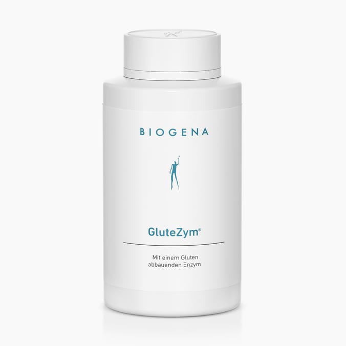 GluteZym® Biogena, GluteZym®, Botella, blanco, Con una enzima que degrada el gluten