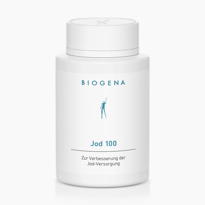 Jod 100 Biogena, Jod 100, Flasche, weiß, Zur Verbesserung der Jod-Versorgung