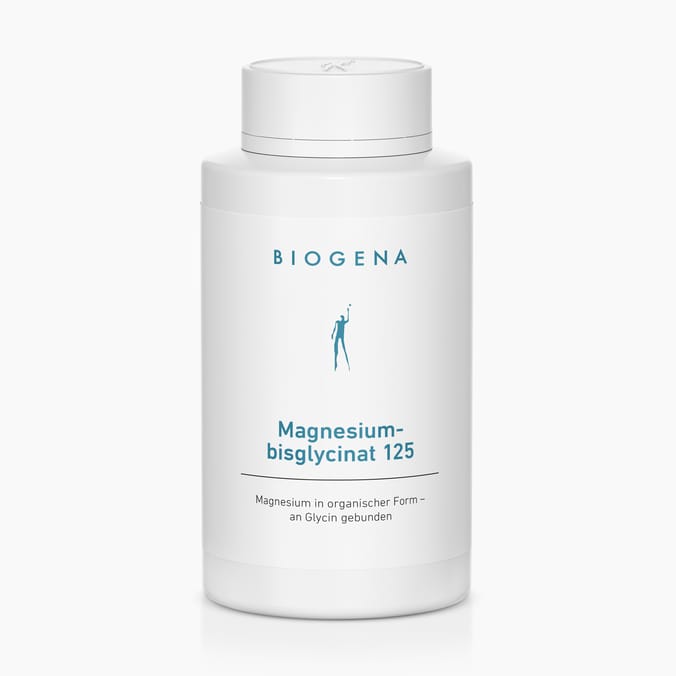 Biogena, Magnesium-bisglycinat 125, Flasche, weiß, Magnesium in organischer Form – an Glycin gebunden