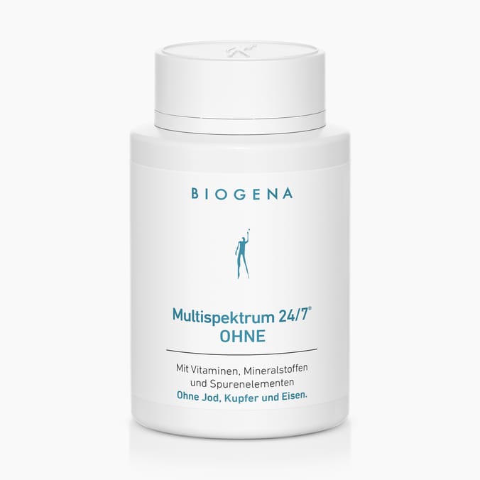 Biogena, Multispektrum 24/7® OHNE, Flasche, weiß, Mit Vitaminen, Mineralstoffen und Spurenelementen; Ohne Jod, Kupfer und Eisen.
