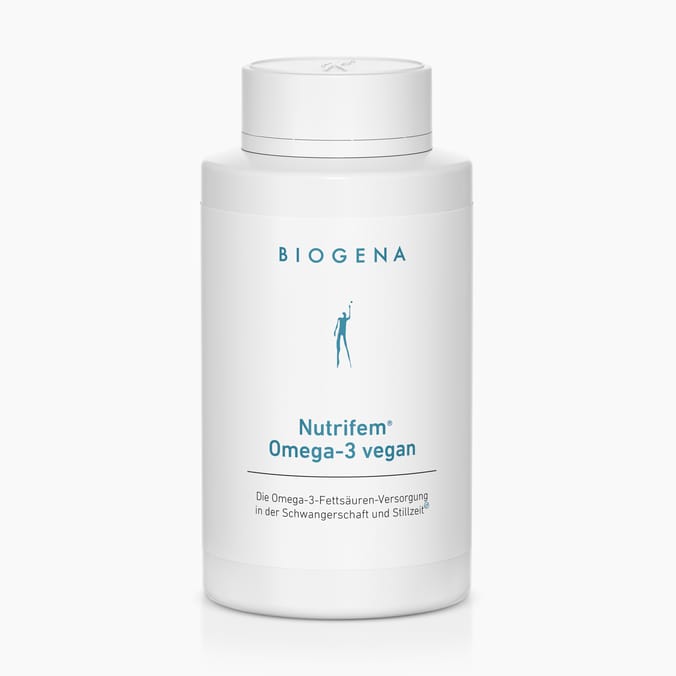 Biogena, Nutrifem® Omega-3 vegan, Flasche, weiss, Die Omega-3-Fettsäuren-Versorgung in der Schwangerschaft und Stillzeit®