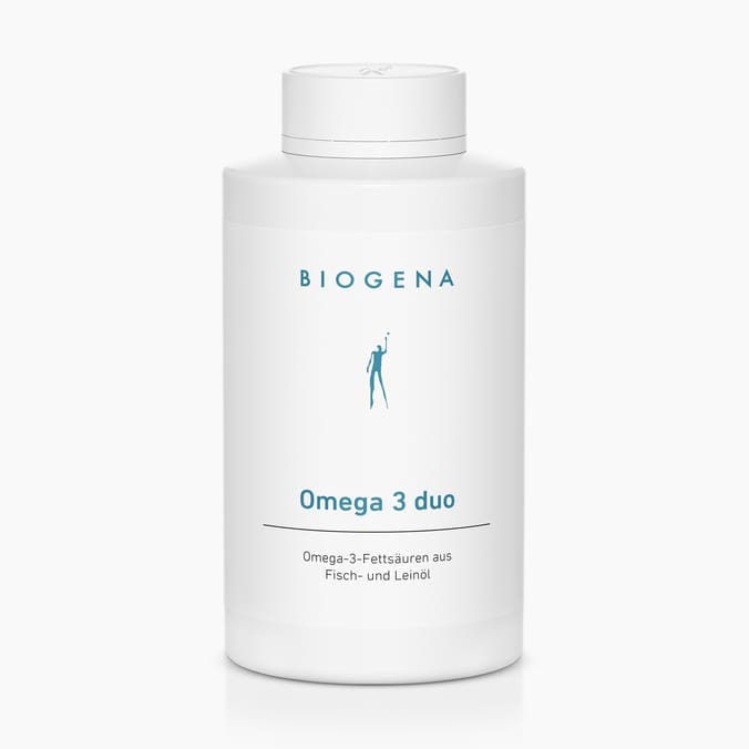 Omega 3 duo - 120 Kapseln Biogena, Omega 3 duo, Flasche, weiß, Omega-3-Fettsäuren aus Fisch- und Leinöl