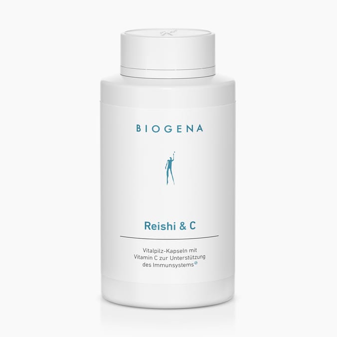 Reishi & C Biogena, Reishi & C, Butelka, biały, Kapsułki z grzybów leczniczych z witaminą C wspierające układ odpornościowy®
