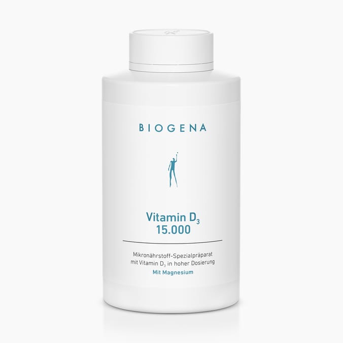 Biogena, Vitamin D₃ 15.000, Flasche, weiß, Mikronährstoff-Spezialpräparat mit Vitamin D₃ in hoher Dosierung Mit Magnesium