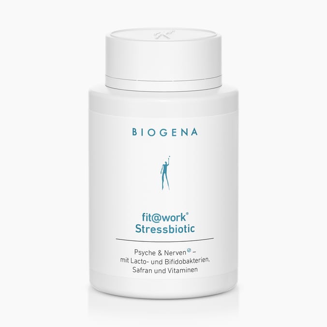 Biogena, fit@work® Stressbiotic, Flasche, weiß, Psyche & Nerven®- mit Lacto- und Bifidobakterien, Safran und Vitaminen
