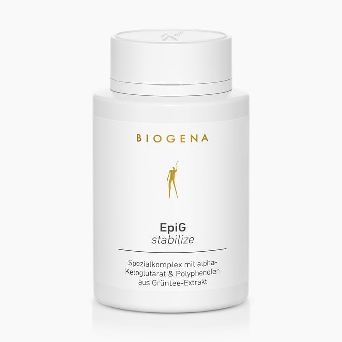 Biogena, EpiG stabilize, Bottle, white, Special complex with alpha-ketoglutarate & polyphenols from green tea extract
