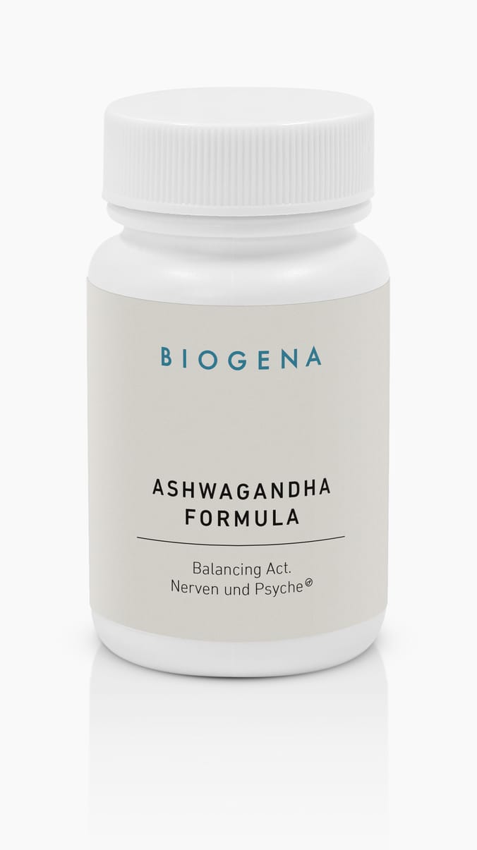 Biogena, ASHWAGANDHA FORMULA, Botella, blanco, Acto de equilibrio. Nervios y psique®