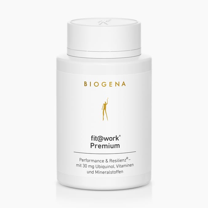Biogena, fit@work® Premium, Flasche, weiß, Performance & Resilienz® – mit 30 mg Ubiquinol, Vitaminen und Mineralstoffen