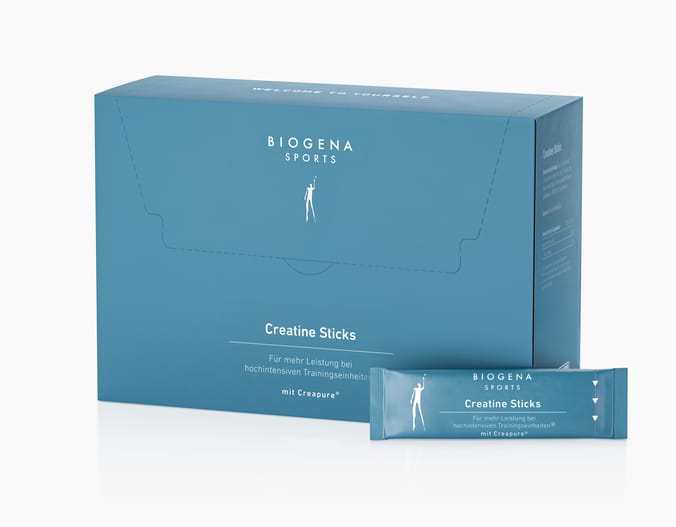 Biogena Sports, Creatine Sticks, Karton, petrol, Für mehr Leistung bei hochintensiven Trainingseinheiten; mit Creapure®