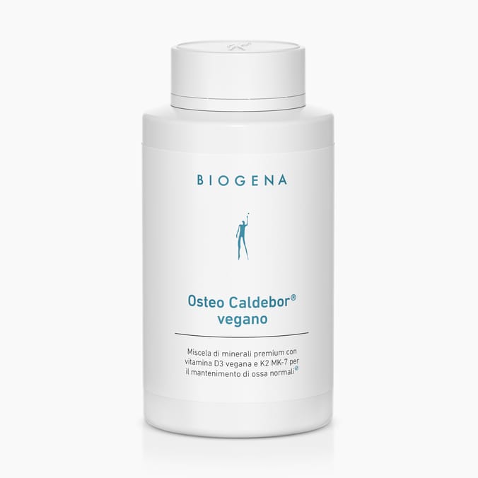 Osteo Caldebor® vegan Biogena, Osteo Caldebor® vegano, Flasche, weiß, Premium-Mineralmischung mit veganem Vitamin D3 und K2 MK-7 zur Erhaltung normaler Knochen®