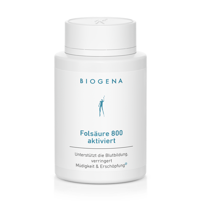 Biogena, Folsäure 800 aktiviert, Sticlă, alb, Sprijină formarea sângelui, reduce oboseala & epuizarea®