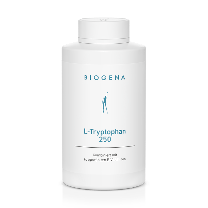 Biogena, L-Tryptophan 250, Sticlă, alb, Combinat cu vitamine B selectate
