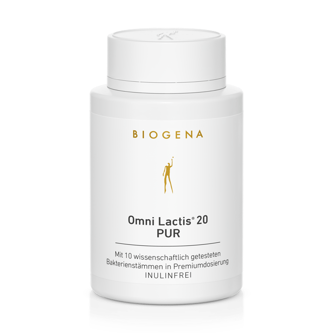 Biogena, Omni Lactis® 20 PUR, Sticlă, alb, Cu 10 tulpini bacteriene testate științific în dozaj premium FĂRĂ INULINĂ