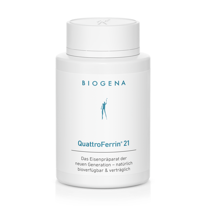 Biogena, QuattroFerrin® 21, Sticlă, alb, Preparatul de fier al noii generații – natural biodisponibil & bine tolerat
