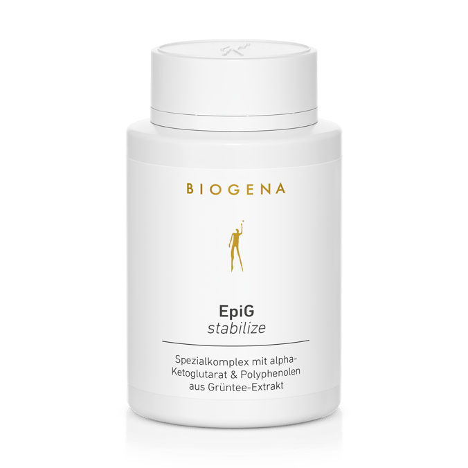 Biogena, EpiG stabilize, Sticlă, alb, Complex special cu alfa-cetoglutarat și polifenoli din extract de ceai verde