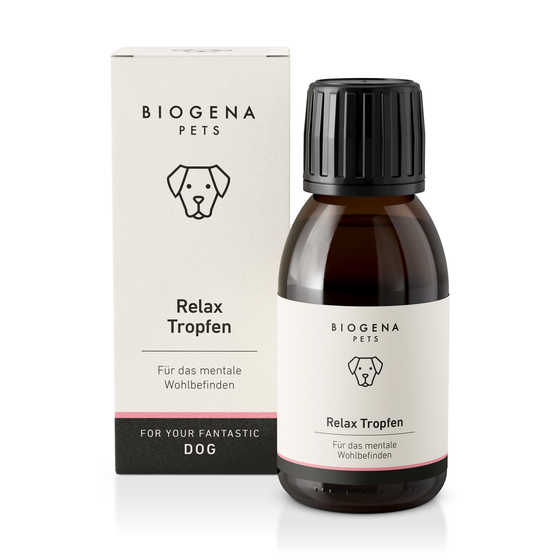 biogena_pets_relax_tropfen_produktfoto_mit_verpackung_und_braunglasflasche_ergnzungsfuttermittel_fuer_hunde_zur_unterstuetzung_des_mentalen_wohlbefindens_und_zur_beruhigung