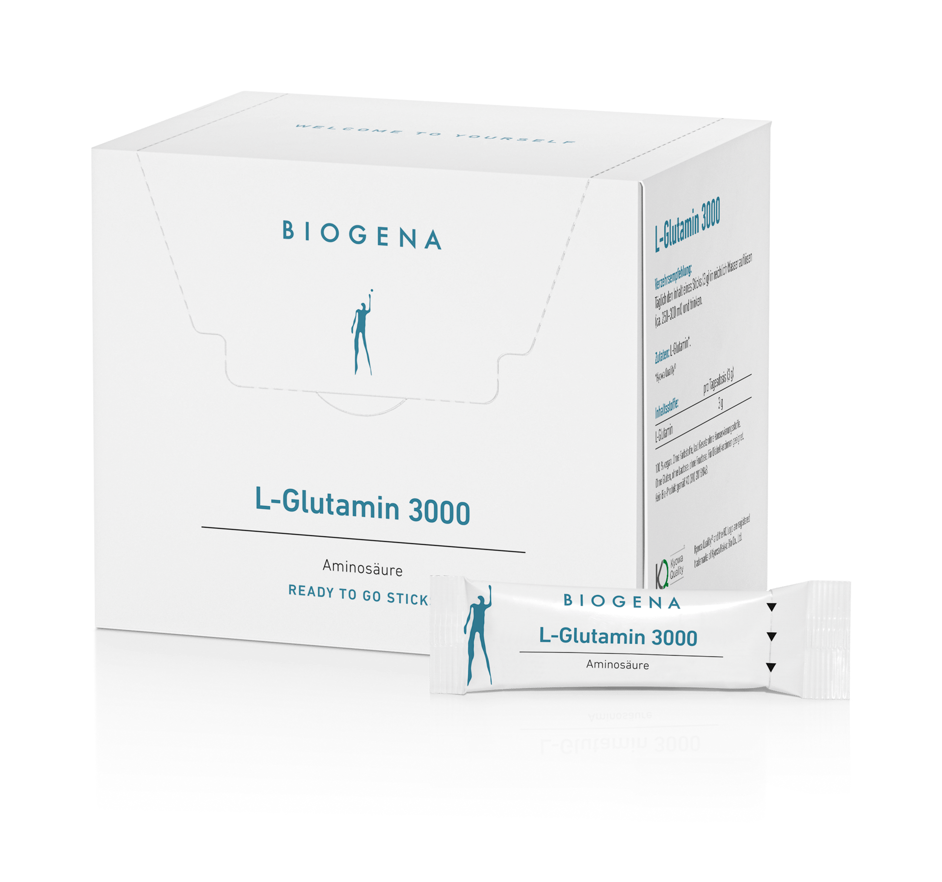 Biogena, L-Glutamin 3000, Carton, white, Amino acid READY TO GO STICK
