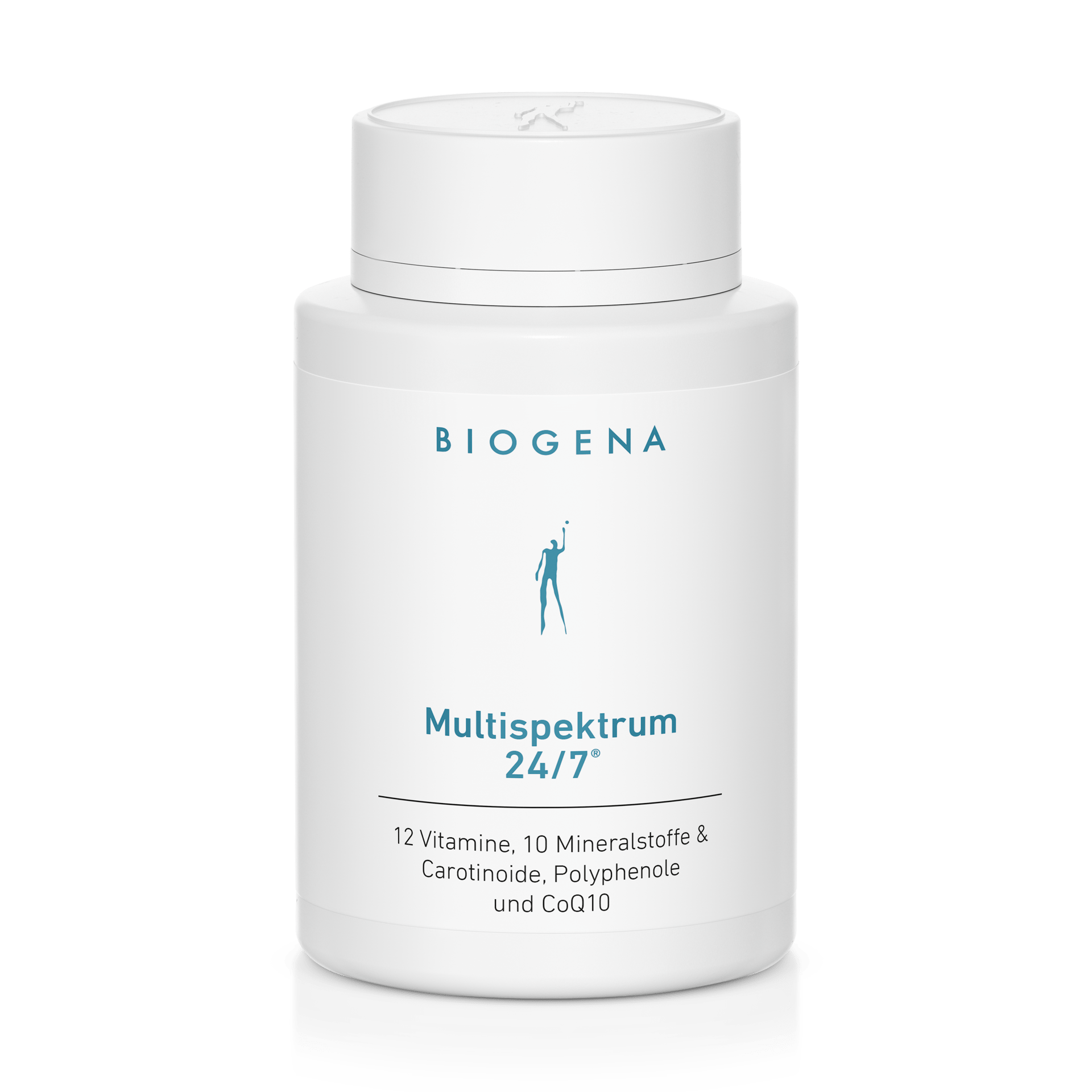 Biogena, Multispektrum 24/7®, Sticlă, alb, 12 vitamine, 10 minerale și carotenoide, polifenoli și CoQ10
